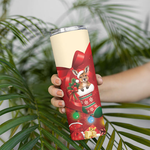 Kangaroo Koala Cockatoo Christmas Australia Skinny Tumbler Aussie Xmas Sock Coquette Bow