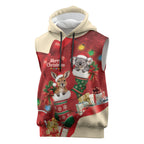 Kangaroo Koala Cockatoo Christmas Australia Sleeveless Hoodie Aussie Xmas Sock Coquette Bow