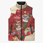 Kangaroo Koala Cockatoo Christmas Australia Sleeveless Puffer Jacket Aussie Xmas Sock Coquette Bow