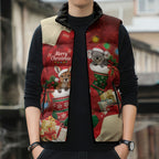 Kangaroo Koala Cockatoo Christmas Australia Sleeveless Puffer Jacket Aussie Xmas Sock Coquette Bow