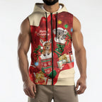 Kangaroo Koala Cockatoo Christmas Australia Sleeveless Zip Hoodie Aussie Xmas Sock Coquette Bow