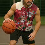 Kangaroo Koala Cockatoo Christmas Australia Sleeveless Zip Hoodie Aussie Xmas Sock Coquette Bow