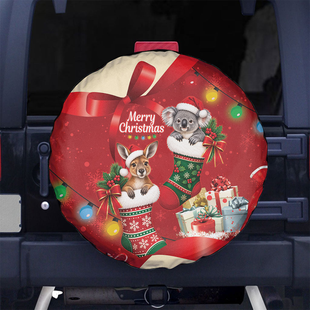 Kangaroo Koala Cockatoo Christmas Australia Spare Tire Cover Aussie Xmas Sock Coquette Bow