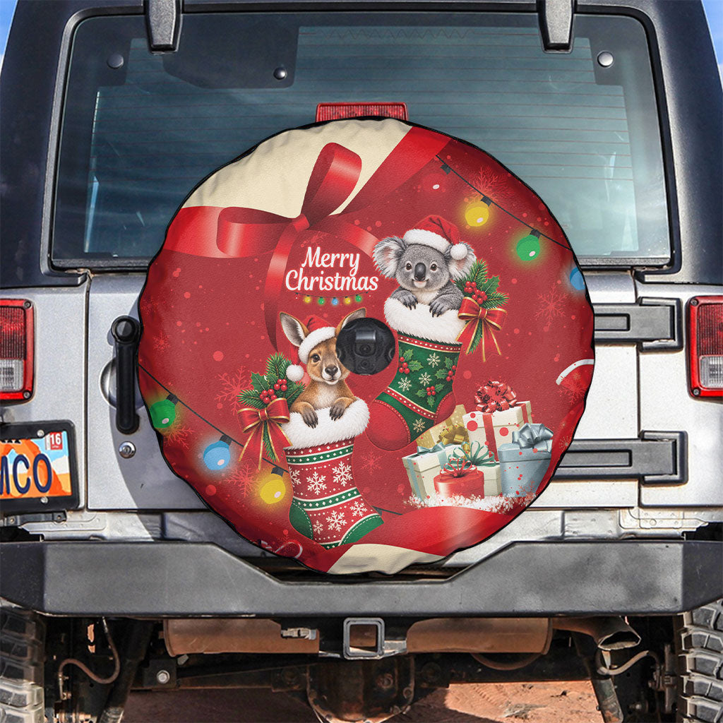 Kangaroo Koala Cockatoo Christmas Australia Spare Tire Cover Aussie Xmas Sock Coquette Bow