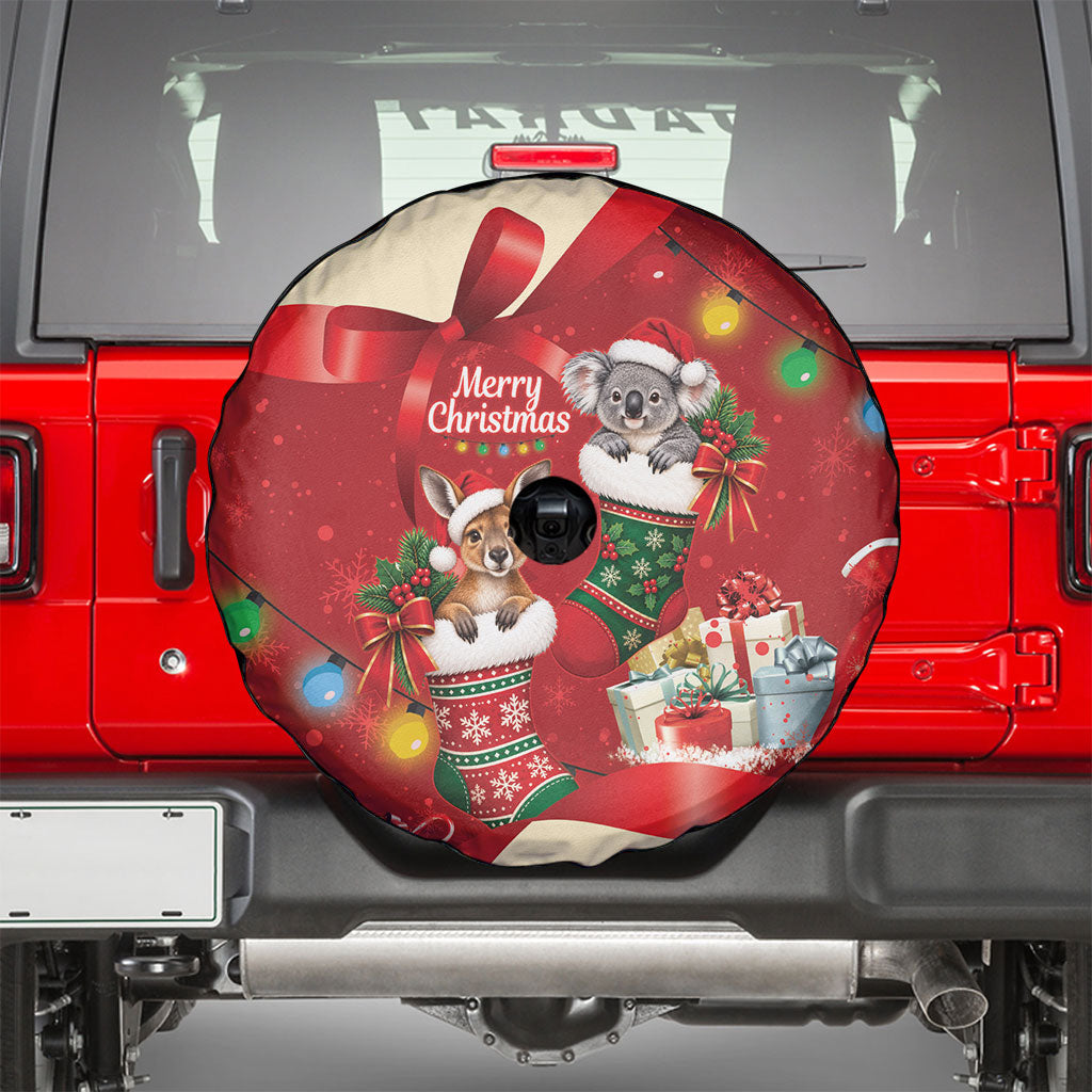 Kangaroo Koala Cockatoo Christmas Australia Spare Tire Cover Aussie Xmas Sock Coquette Bow