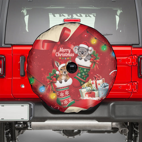 Kangaroo Koala Cockatoo Christmas Australia Spare Tire Cover Aussie Xmas Sock Coquette Bow