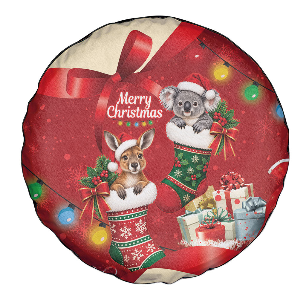 Kangaroo Koala Cockatoo Christmas Australia Spare Tire Cover Aussie Xmas Sock Coquette Bow