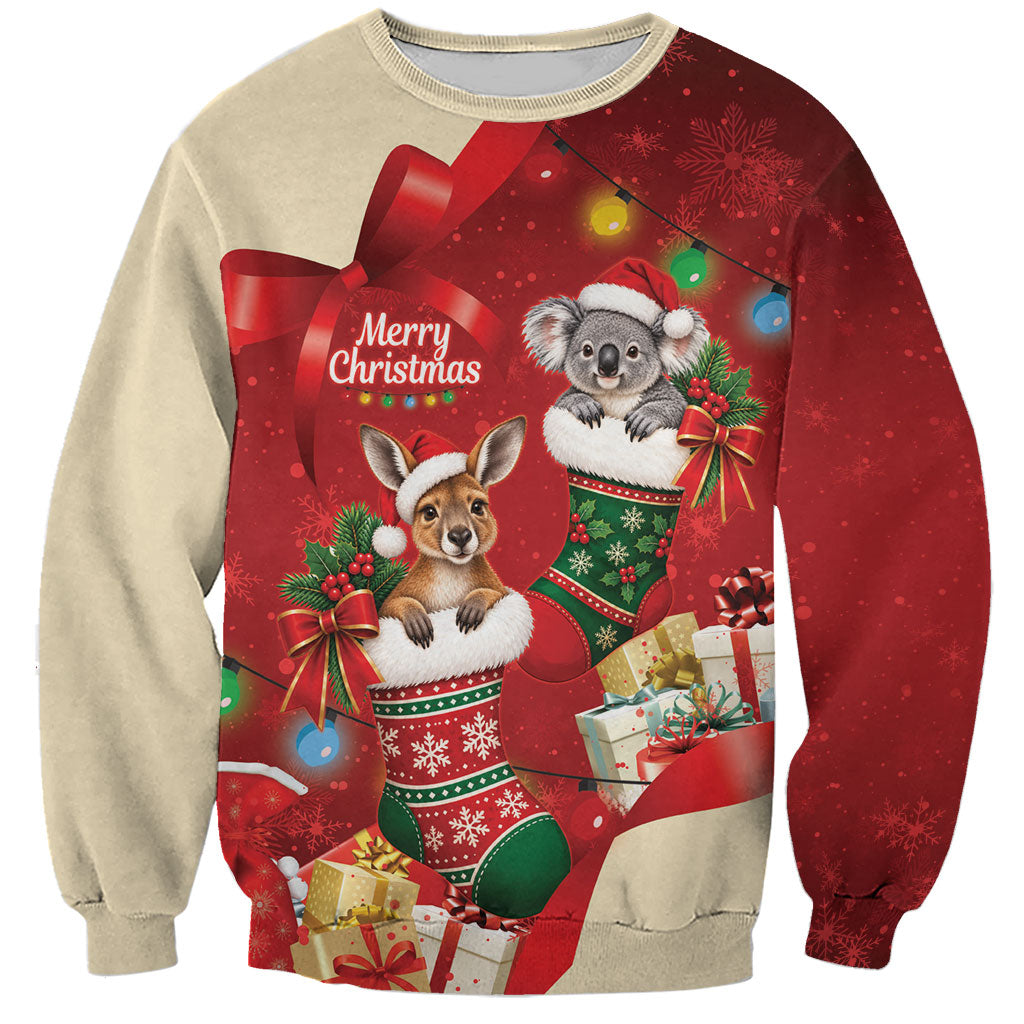 Kangaroo Koala Cockatoo Christmas Australia Sweatshirt Aussie Xmas Sock Coquette Bow