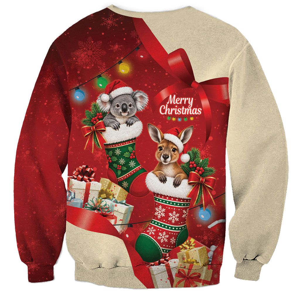 Kangaroo Koala Cockatoo Christmas Australia Sweatshirt Aussie Xmas Sock Coquette Bow
