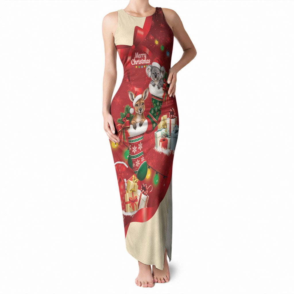 Kangaroo Koala Cockatoo Christmas Australia Tank Maxi Dress Aussie Xmas Sock Coquette Bow