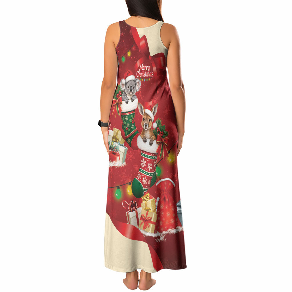 Kangaroo Koala Cockatoo Christmas Australia Tank Maxi Dress Aussie Xmas Sock Coquette Bow