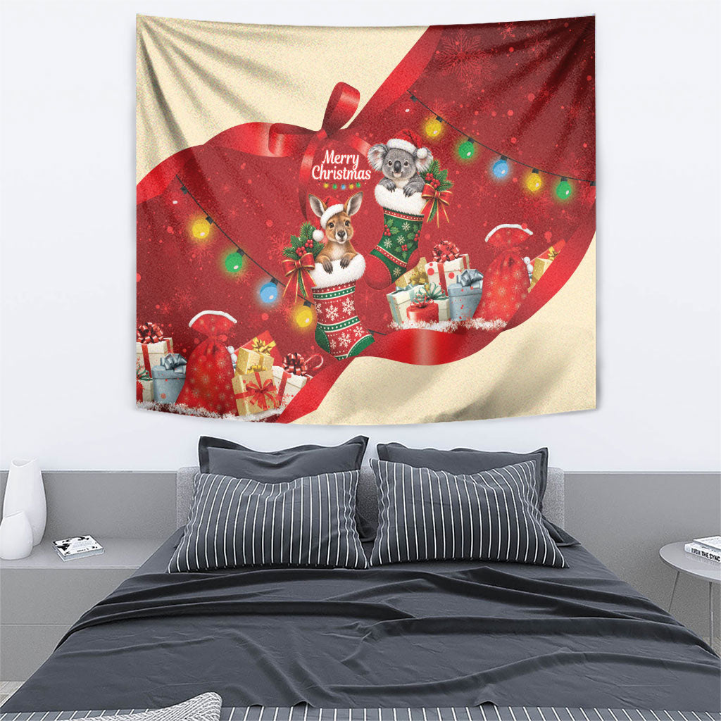 Kangaroo Koala Cockatoo Christmas Australia Tapestry Aussie Xmas Sock Coquette Bow