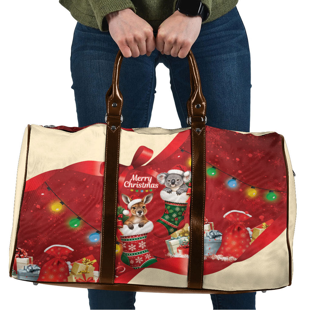 Kangaroo Koala Cockatoo Christmas Australia Travel Bag Aussie Xmas Sock Coquette Bow