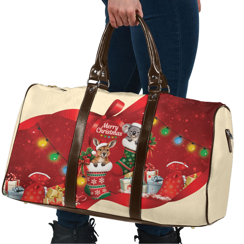 Kangaroo Koala Cockatoo Christmas Australia Travel Bag Aussie Xmas Sock Coquette Bow