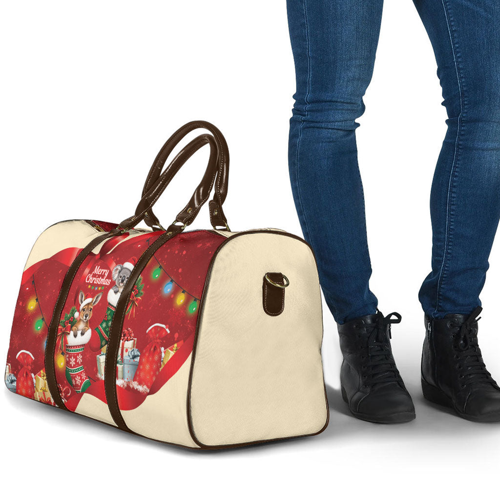 Kangaroo Koala Cockatoo Christmas Australia Travel Bag Aussie Xmas Sock Coquette Bow