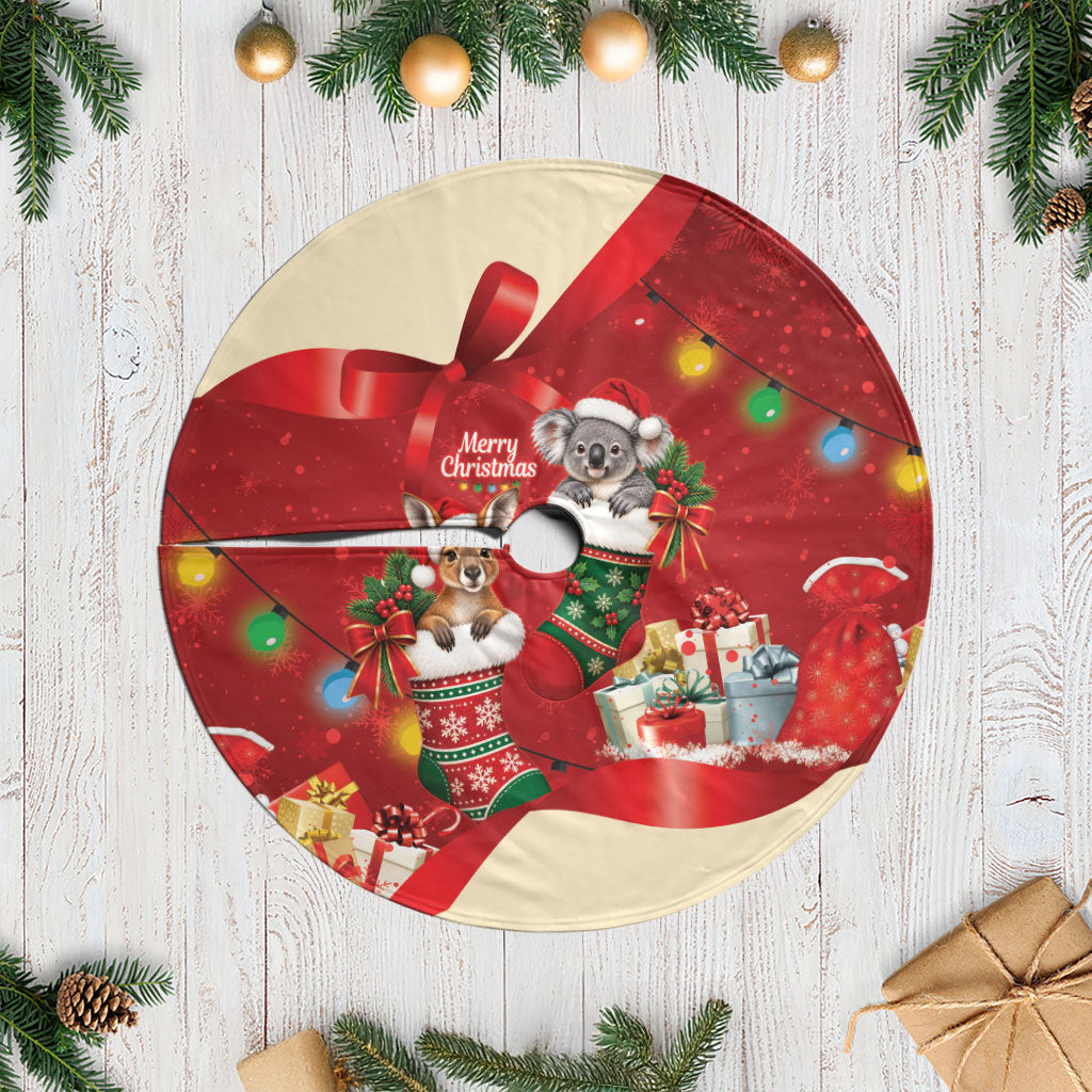 Kangaroo Koala Cockatoo Christmas Australia Tree Skirt Aussie Xmas Sock Coquette Bow