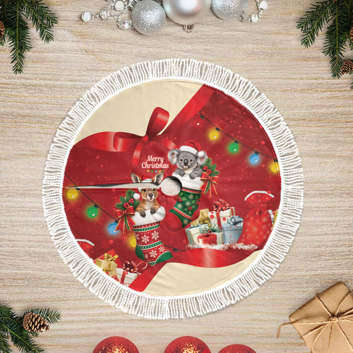 Kangaroo Koala Cockatoo Christmas Australia Tree Skirt Aussie Xmas Sock Coquette Bow