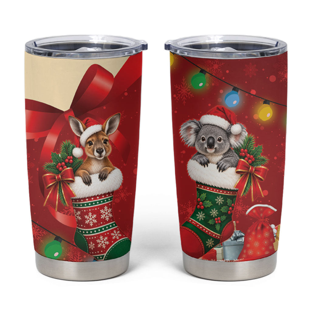 Kangaroo Koala Cockatoo Christmas Australia Tumbler Cup Aussie Xmas Sock Coquette Bow