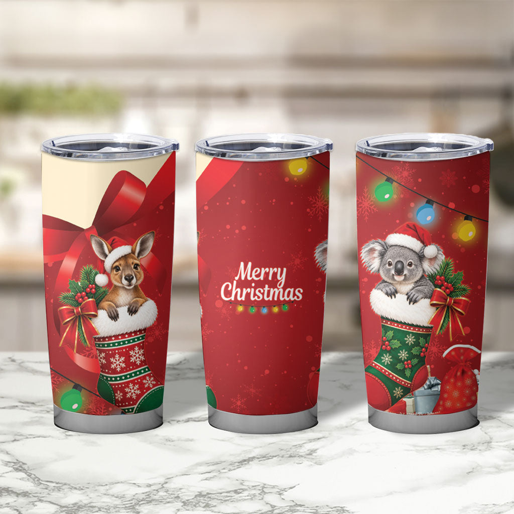 Kangaroo Koala Cockatoo Christmas Australia Tumbler Cup Aussie Xmas Sock Coquette Bow