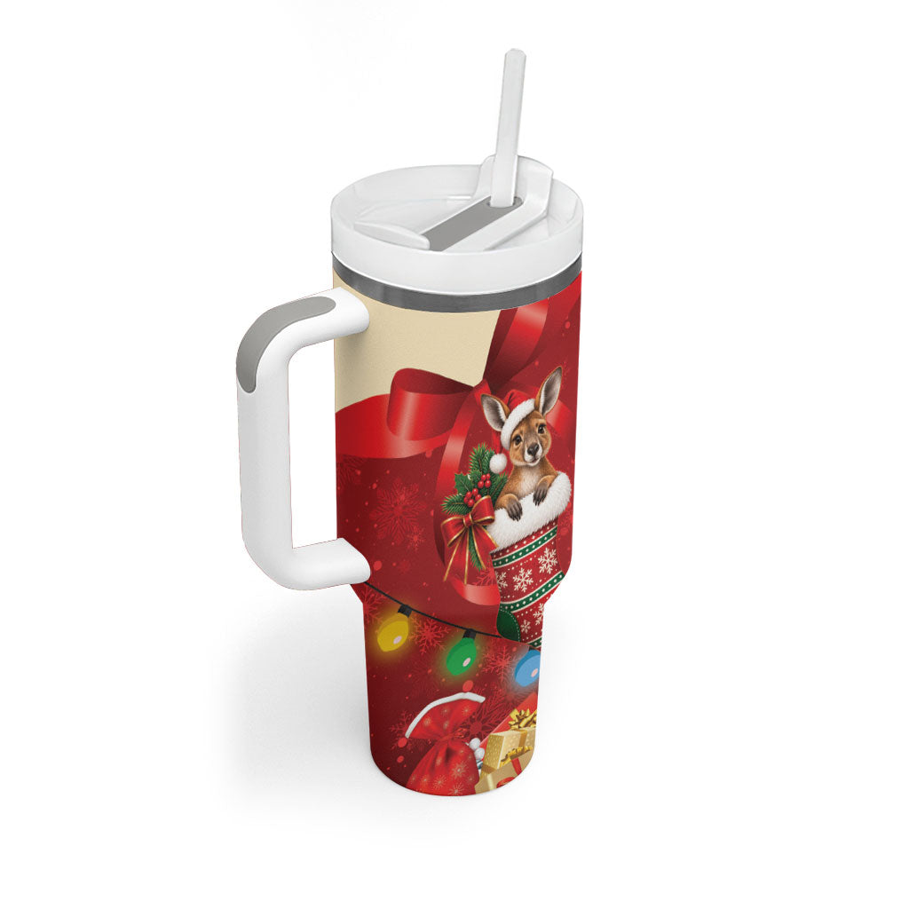 Kangaroo Koala Cockatoo Christmas Australia Tumbler With Handle Aussie Xmas Sock Coquette Bow