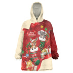 Kangaroo Koala Cockatoo Christmas Australia Wearable Blanket Hoodie Aussie Xmas Sock Coquette Bow