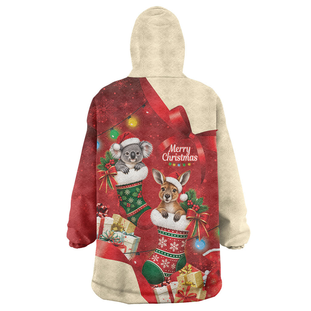 Kangaroo Koala Cockatoo Christmas Australia Wearable Blanket Hoodie Aussie Xmas Sock Coquette Bow