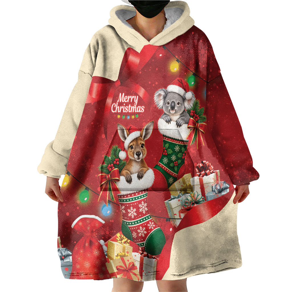 Kangaroo Koala Cockatoo Christmas Australia Wearable Blanket Hoodie Aussie Xmas Sock Coquette Bow