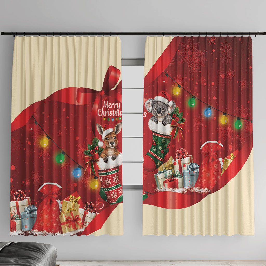 Kangaroo Koala Cockatoo Christmas Australia Window Curtain Aussie Xmas Sock Coquette Bow