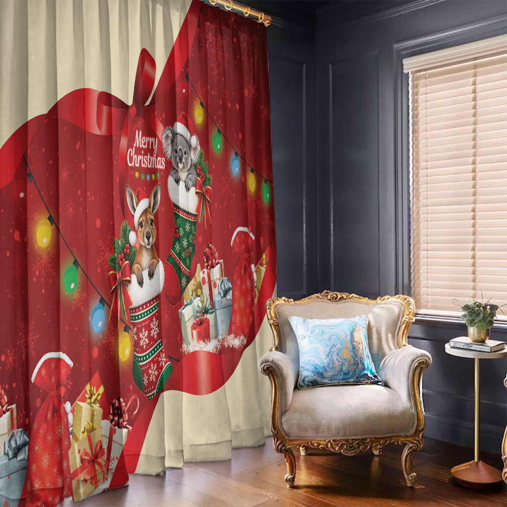 Kangaroo Koala Cockatoo Christmas Australia Window Curtain Aussie Xmas Sock Coquette Bow