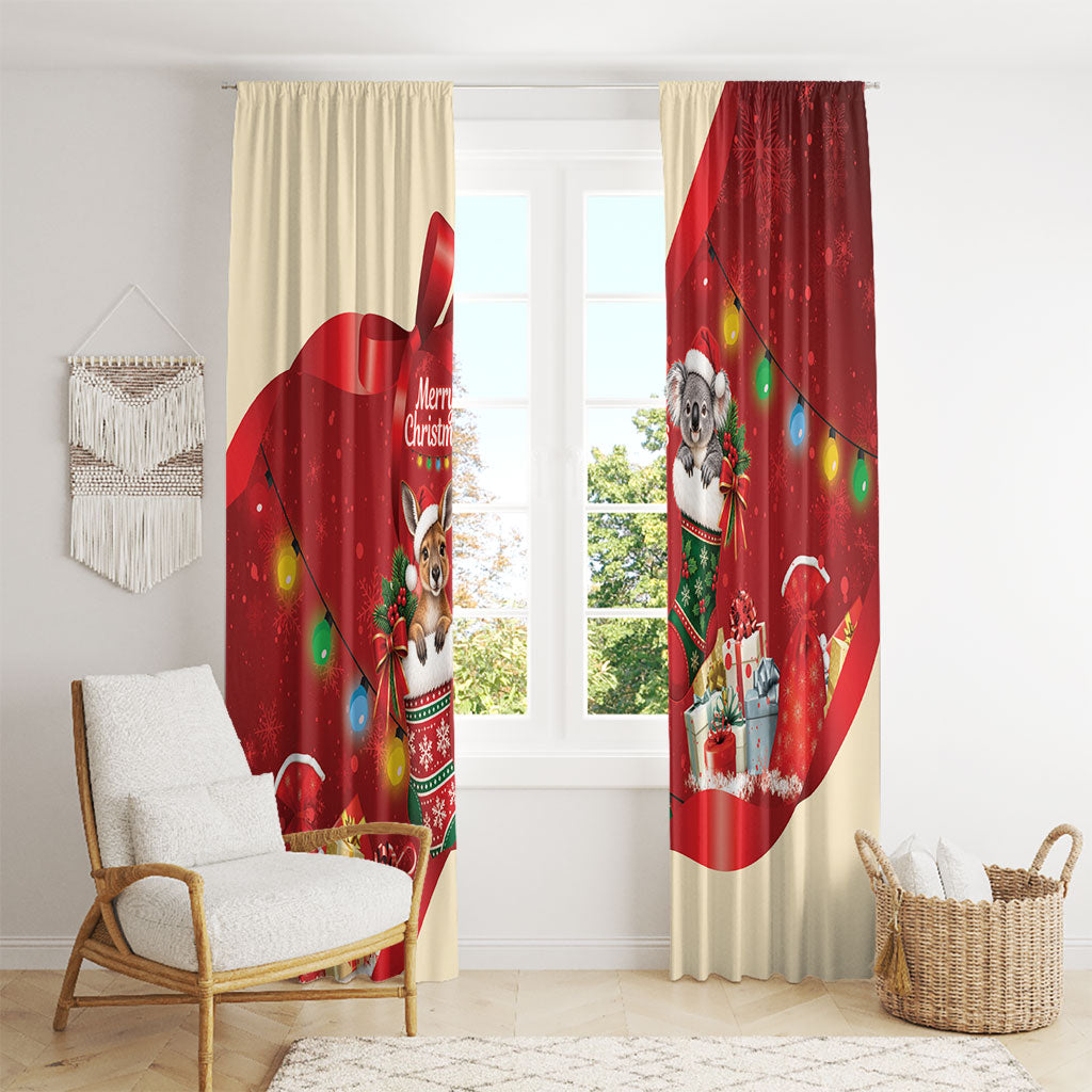Kangaroo Koala Cockatoo Christmas Australia Window Curtain Aussie Xmas Sock Coquette Bow