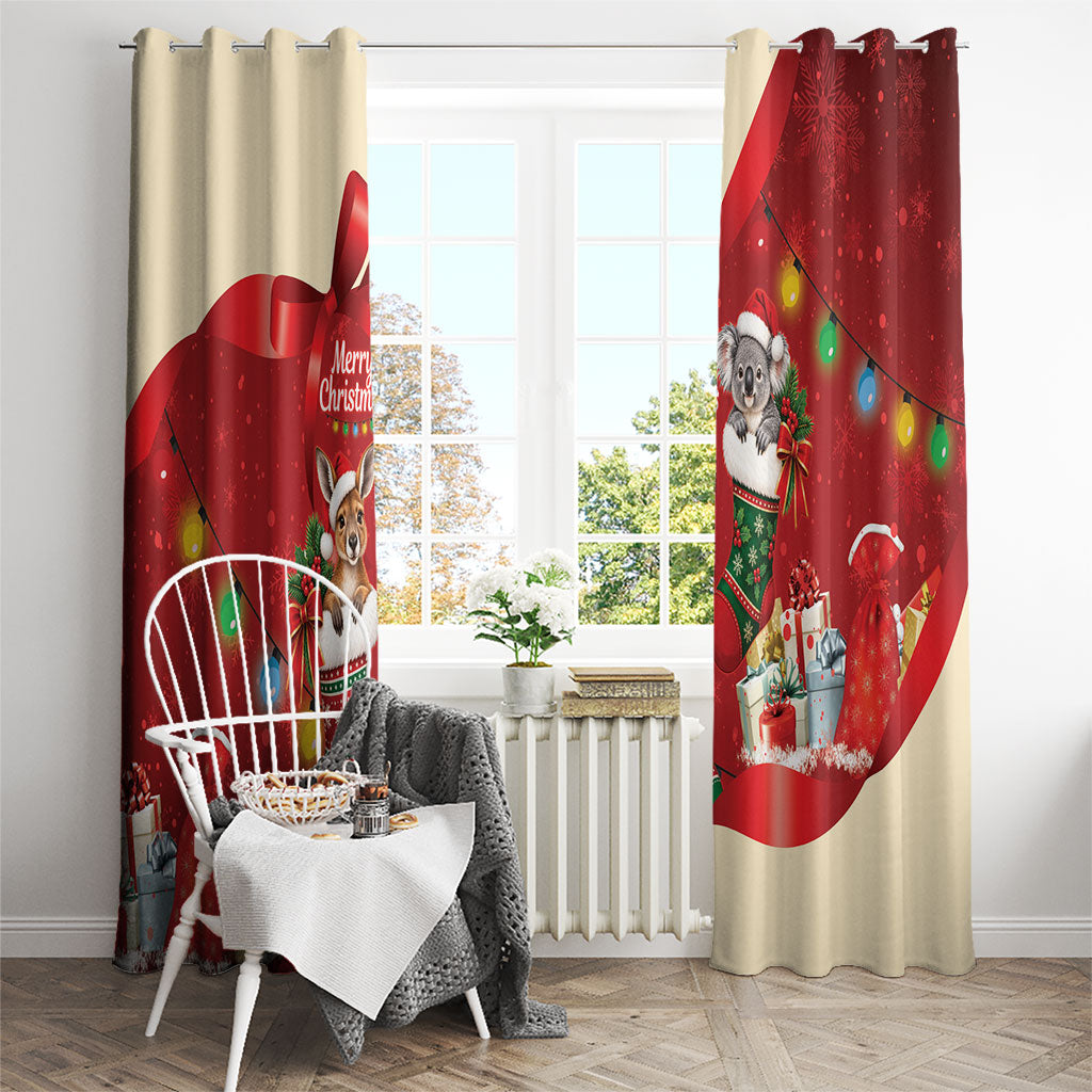 Kangaroo Koala Cockatoo Christmas Australia Window Curtain Aussie Xmas Sock Coquette Bow