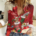 Kangaroo Koala Cockatoo Christmas Australia Women Casual Shirt Aussie Xmas Sock Coquette Bow