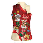 Kangaroo Koala Cockatoo Christmas Australia Women Sleeveless Polo Shirt Aussie Xmas Sock Coquette Bow