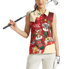 Kangaroo Koala Cockatoo Christmas Australia Women Sleeveless Polo Shirt Aussie Xmas Sock Coquette Bow