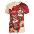 Kangaroo Koala Cockatoo Christmas Australia Women V-Neck T-Shirt Aussie Xmas Sock Coquette Bow