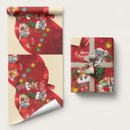 Kangaroo Koala Cockatoo Christmas Australia Wrapping Paper Aussie Xmas Sock Coquette Bow