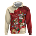 Kangaroo Koala Cockatoo Christmas Australia Zip Hoodie Aussie Xmas Sock Coquette Bow