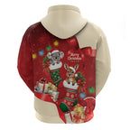 Kangaroo Koala Cockatoo Christmas Australia Zip Hoodie Aussie Xmas Sock Coquette Bow