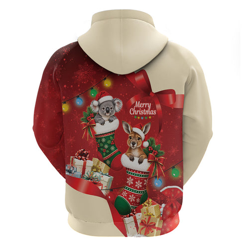 Kangaroo Koala Cockatoo Christmas Australia Zip Hoodie Aussie Xmas Sock Coquette Bow