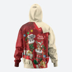 Kangaroo Koala Cockatoo Christmas Australia Zip Hoodie Aussie Xmas Sock Coquette Bow