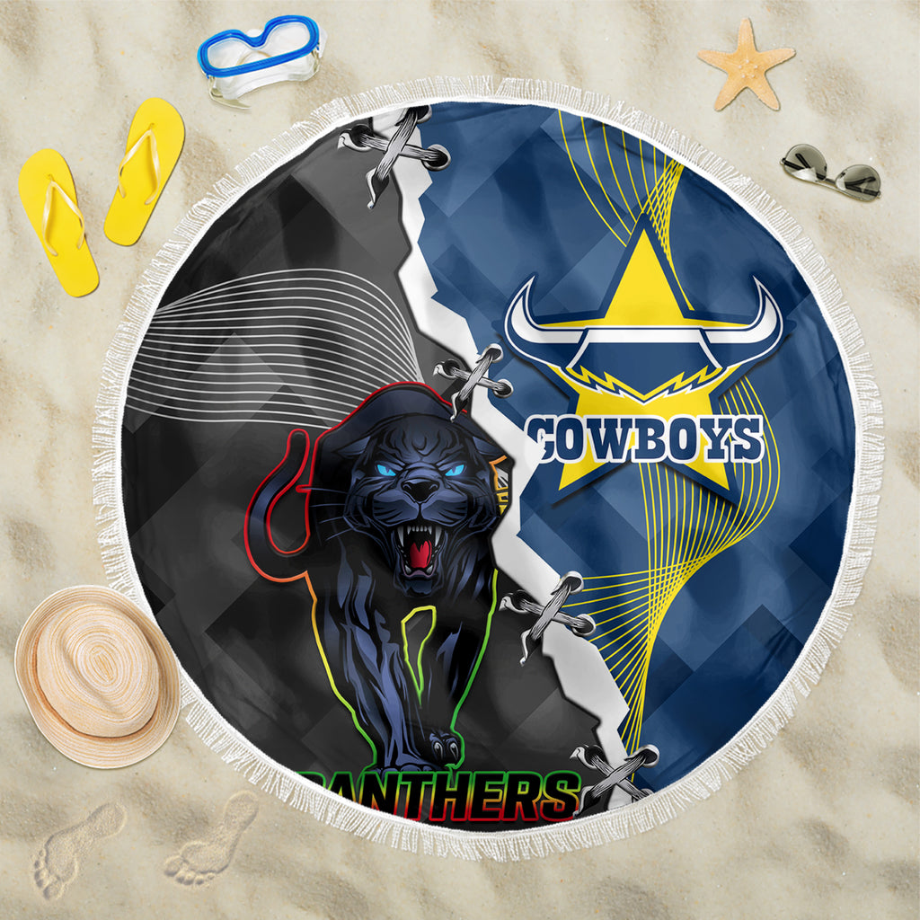 personalised-panthers-and-cowboys-rugby-beach-blanket-sporty-version