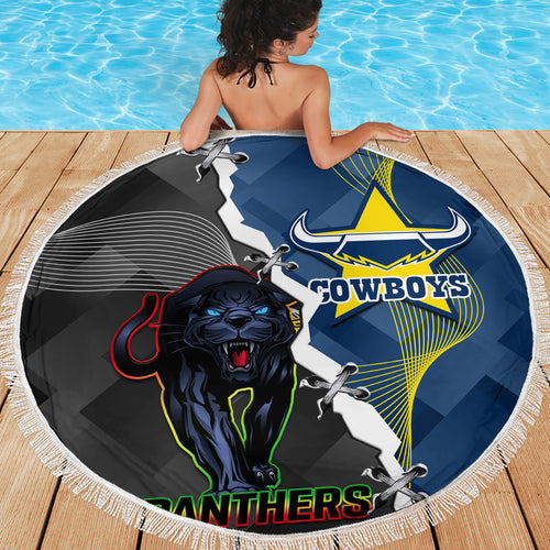 personalised-panthers-and-cowboys-rugby-beach-blanket-sporty-version