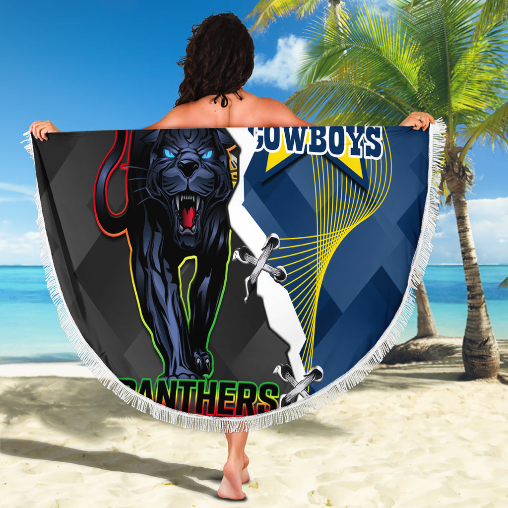 personalised-panthers-and-cowboys-rugby-beach-blanket-sporty-version