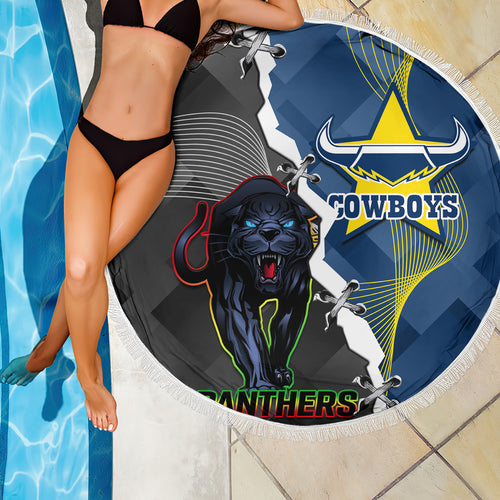 personalised-panthers-and-cowboys-rugby-beach-blanket-sporty-version