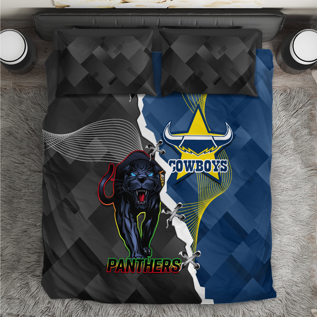 personalised-panthers-and-cowboys-rugby-bedding-set-sporty-version