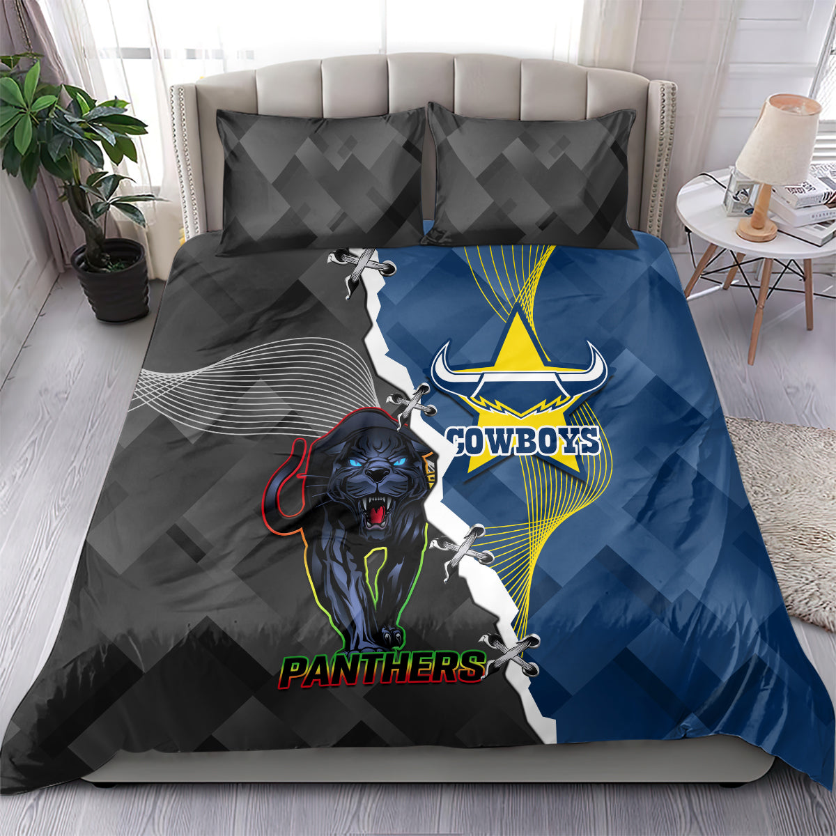 personalised-panthers-and-cowboys-rugby-bedding-set-sporty-version