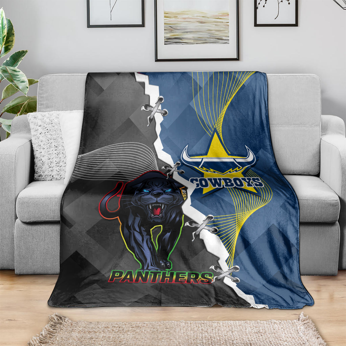 personalised-panthers-and-cowboys-rugby-blanket-sporty-version