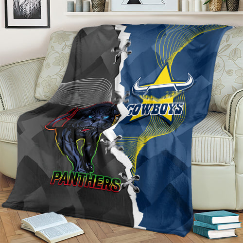 personalised-panthers-and-cowboys-rugby-blanket-sporty-version