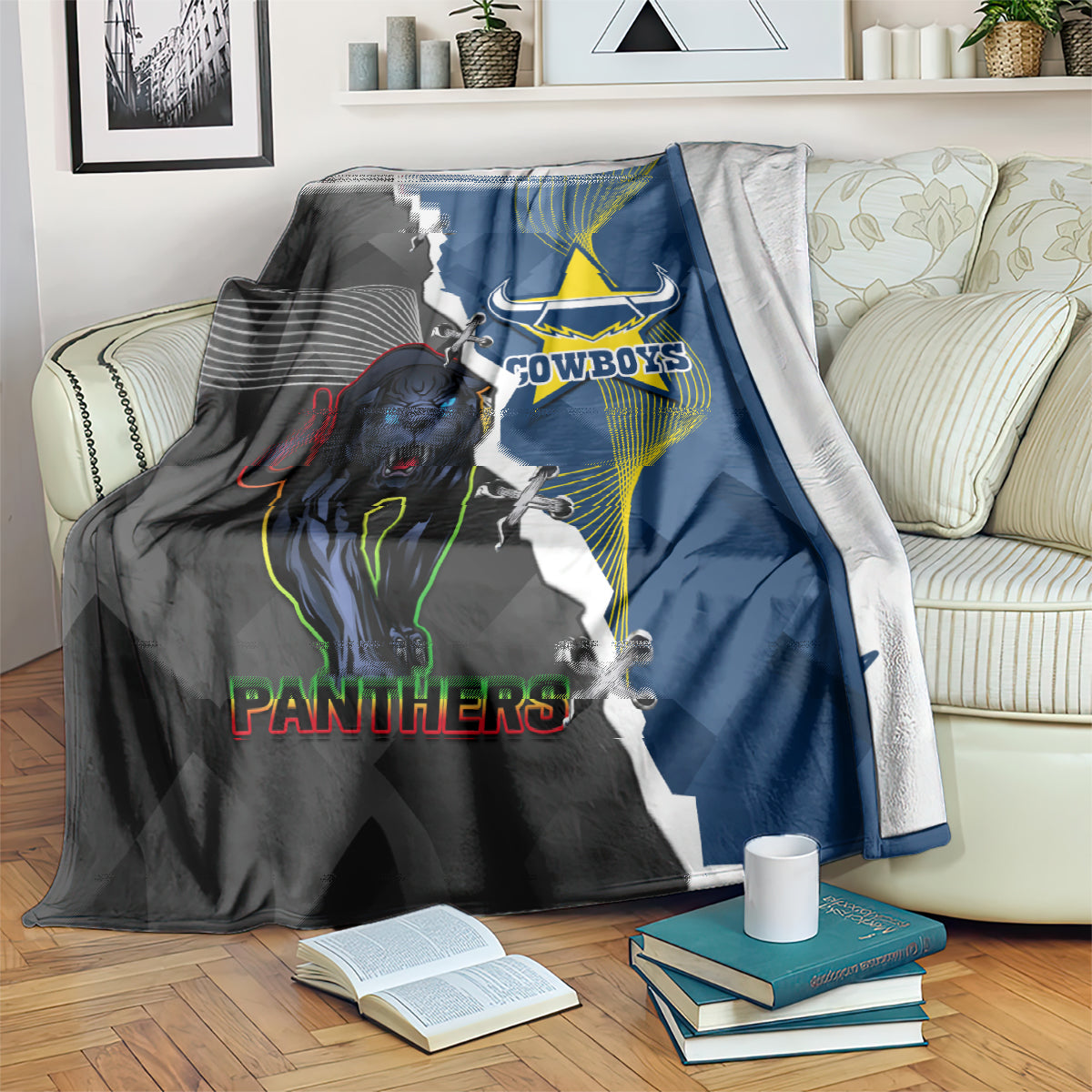 personalised-panthers-and-cowboys-rugby-blanket-sporty-version