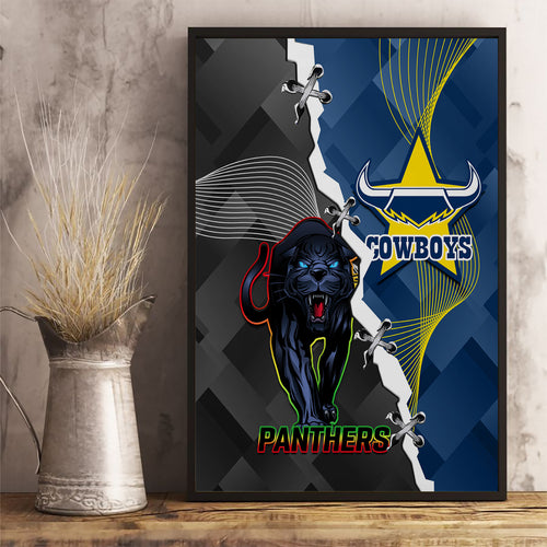 personalised-panthers-and-cowboys-rugby-canvas-wall-art-sporty-version